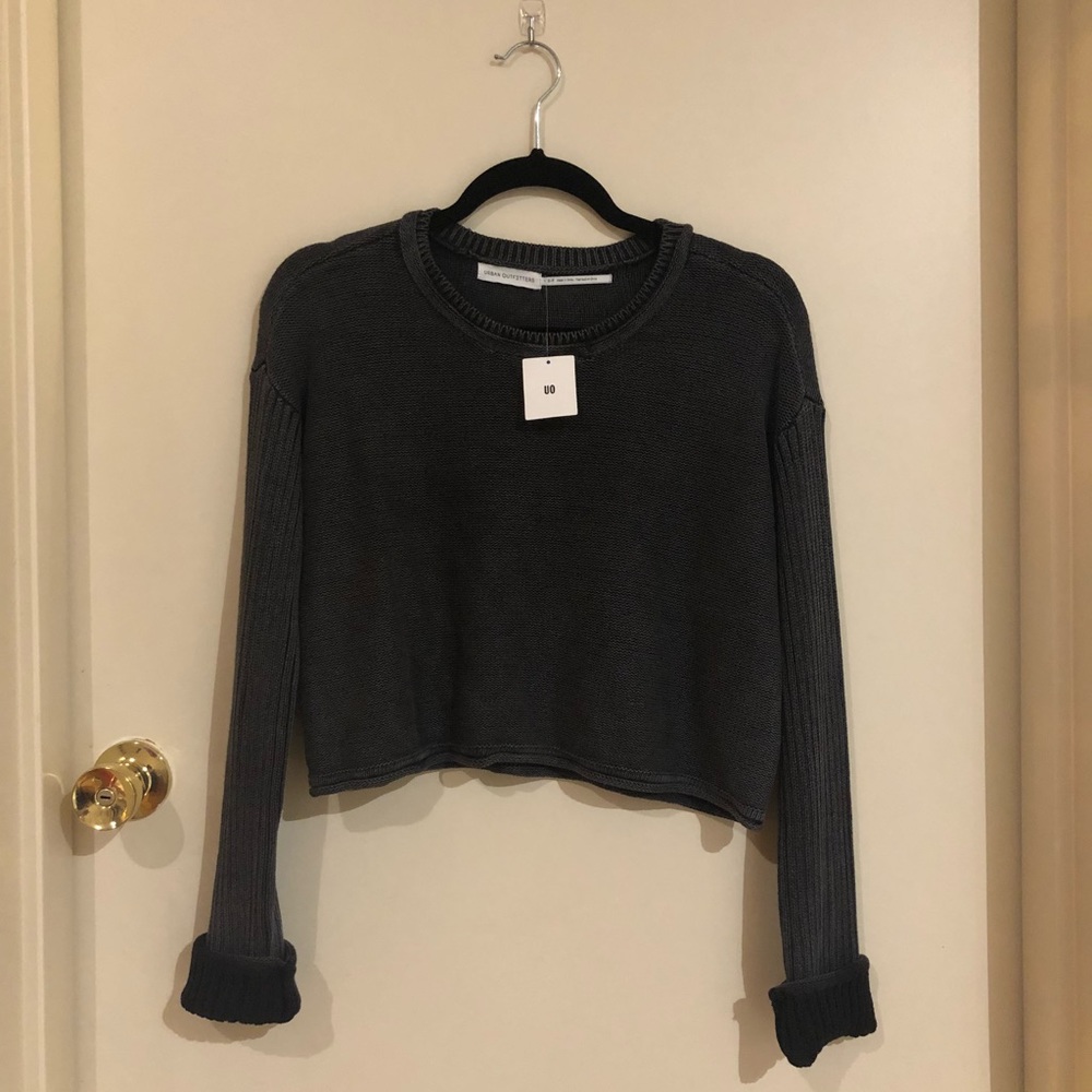 UO Adeline Acid Wash Cropped Sweater